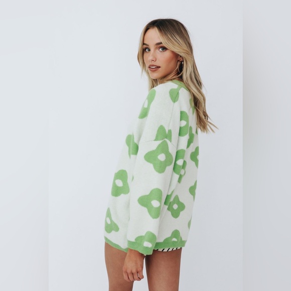 EUC Verge Girl Sweater - Green, White, Pattern, Statement - Picture 4 of 9